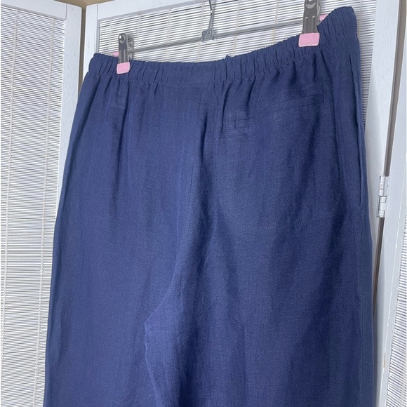 Escada Sport Navy Linen Pants Blue Size M Drawstring Pockets Somewhat Sheer - Picture 6 of 9